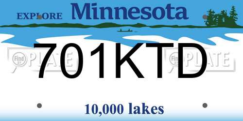 701KTD Minnesota License Plate