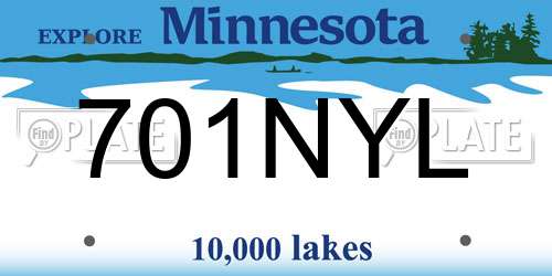 701NYL Minnesota License Plate
