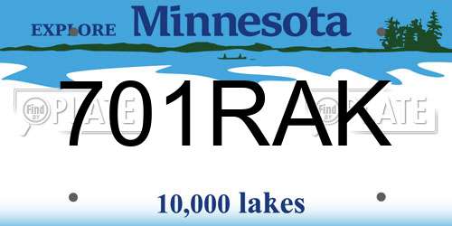 701RAK Minnesota License Plate