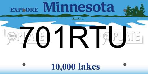 701RTU Minnesota License Plate