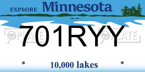 701RYY Minnesota License Plate