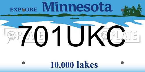 701UKC Minnesota License Plate