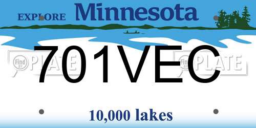 701VEC Minnesota License Plate