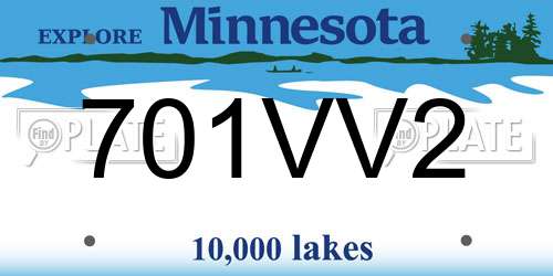 701VV2 Minnesota License Plate