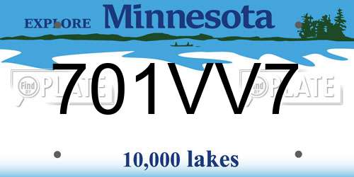 701VV7 Minnesota License Plate