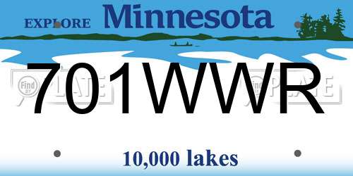 701WWR Minnesota License Plate