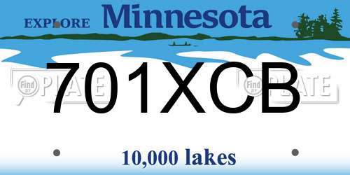701XCB Minnesota License Plate