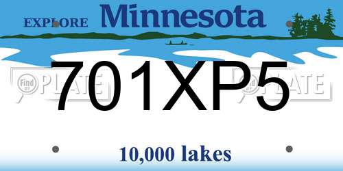 701XP5 Minnesota License Plate