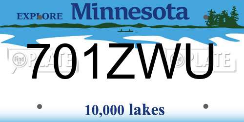 701ZWU Minnesota License Plate
