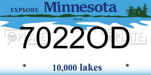 7022OD Minnesota License Plate