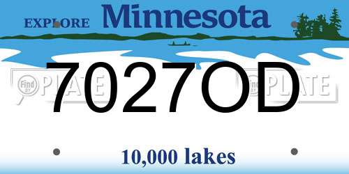 7027OD Minnesota License Plate