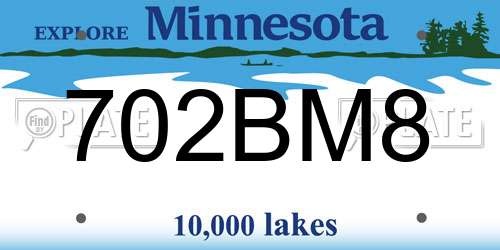 702BM8 Minnesota License Plate