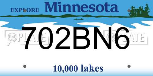 702BN6 Minnesota License Plate