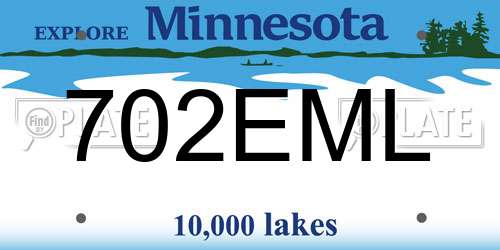 702EML Minnesota License Plate