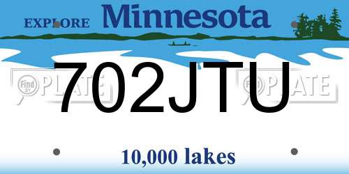 702JTU Minnesota License Plate