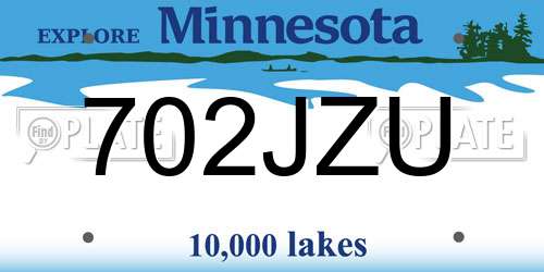 702JZU Minnesota License Plate