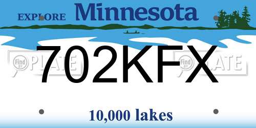 702KFX Minnesota License Plate