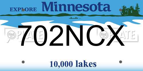 702NCX Minnesota License Plate
