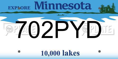 702PYD Minnesota License Plate