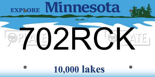 702RCK Minnesota License Plate