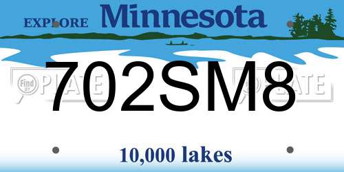 702SM8 Minnesota License Plate