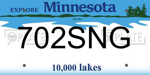 702SNG Minnesota License Plate
