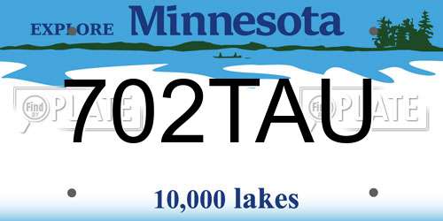 702TAU Minnesota License Plate
