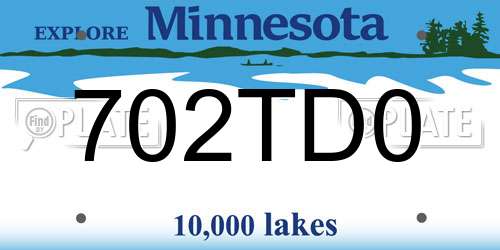 702TD0 Minnesota License Plate