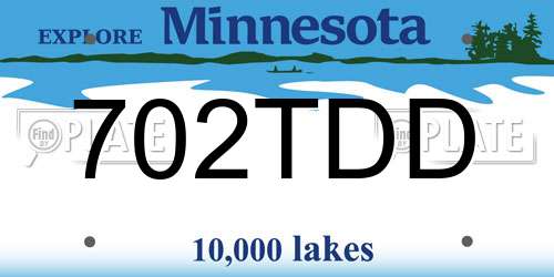 702TDD Minnesota License Plate