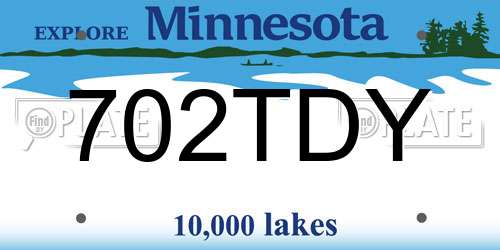 702TDY Minnesota License Plate