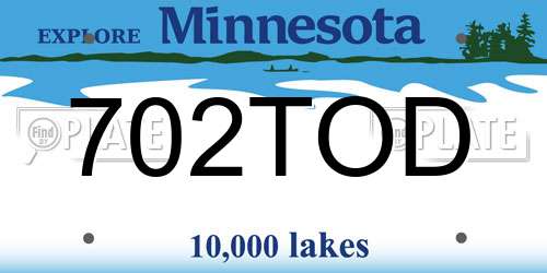702TOD Minnesota License Plate