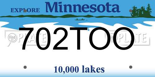 702TOO Minnesota License Plate