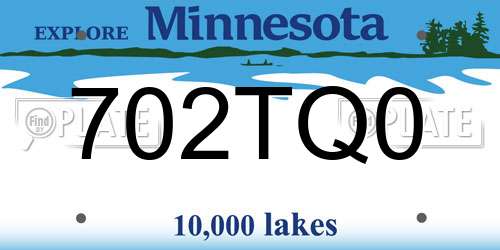 702TQ0 Minnesota License Plate