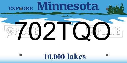 702TQO Minnesota License Plate