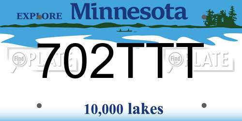 702TTT Minnesota License Plate