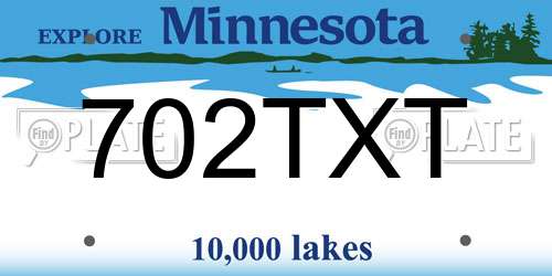 702TXT Minnesota License Plate