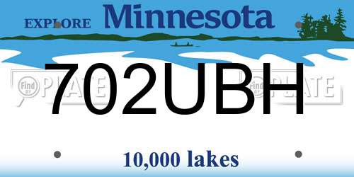 702UBH Minnesota License Plate