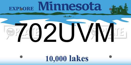 702UVM Minnesota License Plate