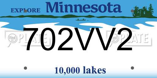 702VV2 Minnesota License Plate