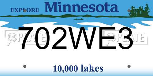 702WE3 Minnesota License Plate