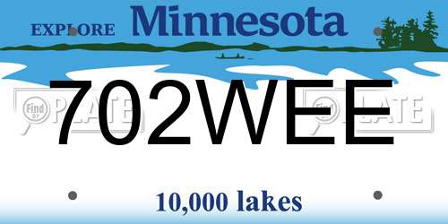 702WEE Minnesota License Plate