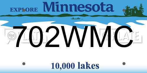 702WMC Minnesota License Plate