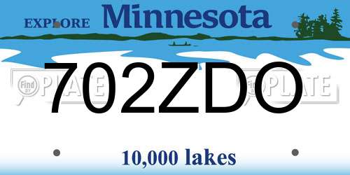 702ZDO Minnesota License Plate