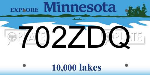 702ZDQ Minnesota License Plate