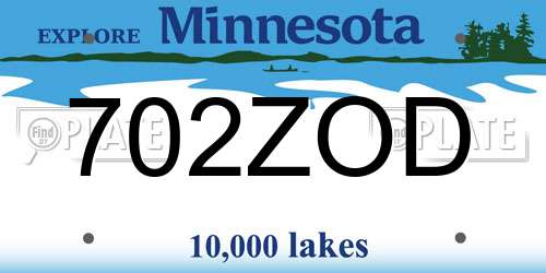 702ZOD Minnesota License Plate