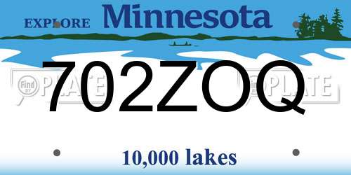702ZOQ Minnesota License Plate