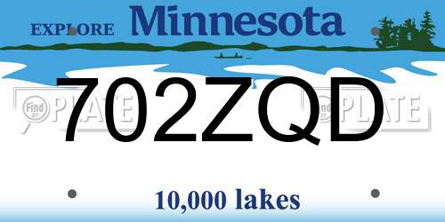 702ZQD Minnesota License Plate