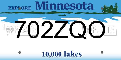702ZQO Minnesota License Plate