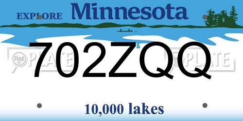 702ZQQ Minnesota License Plate