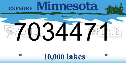 7034471 Minnesota License Plate